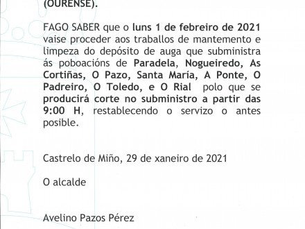 Nota informativa: Trabajos de mantenimiento en la red de agua